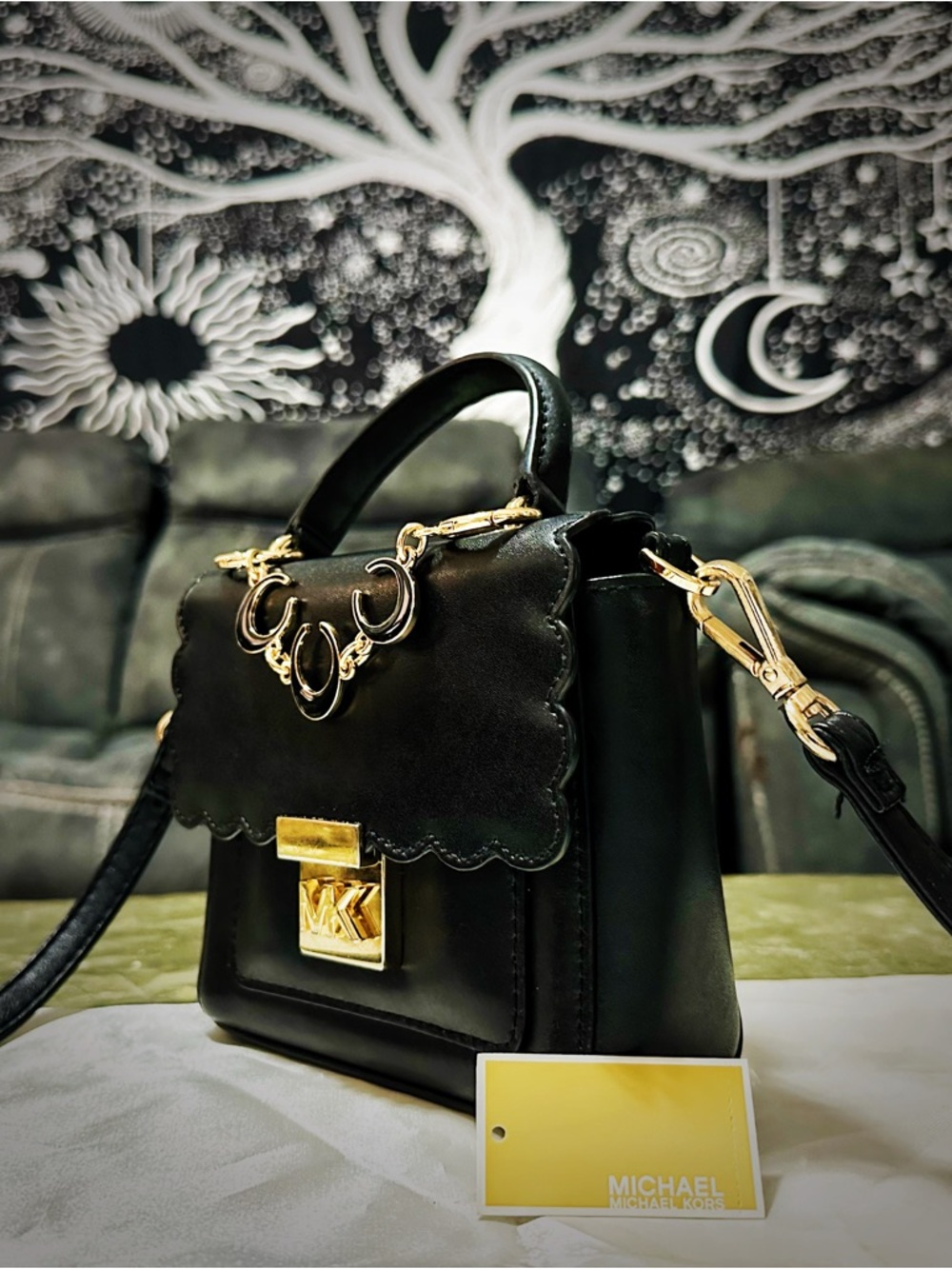 Rare Y2K Michael Kors small crossbody bag Black Leather Satchel - Picture 9 of 17